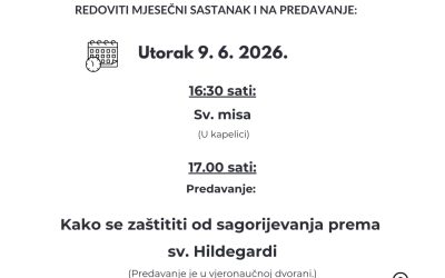 Redoviti mjesečni sastanak i predavanje